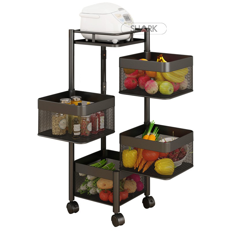 Rak Dapur Kitchen Storage Rack Multifunctional Square Rotating Rak ...