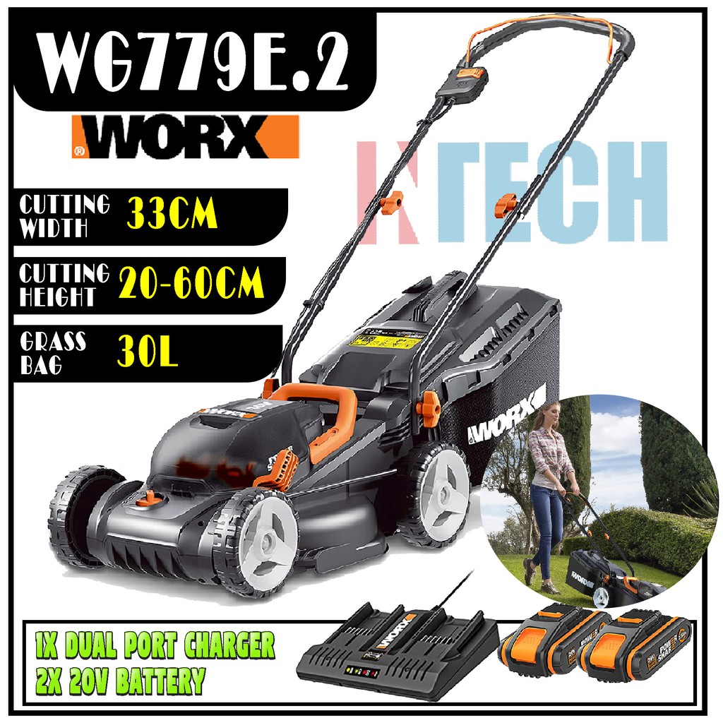 WORX WG779E.2 / WG779E CORDLESS LAWN MOWER | Shopee Malaysia
