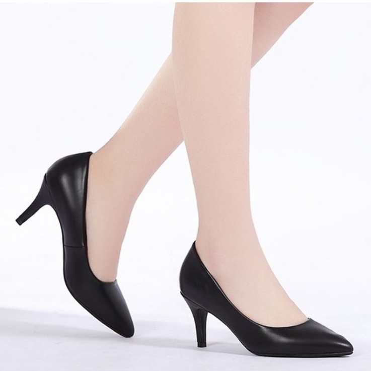 Women s Office Shoes 5CM Plain Black Stiletto Heel CODE XKC1 Shopee Malaysia