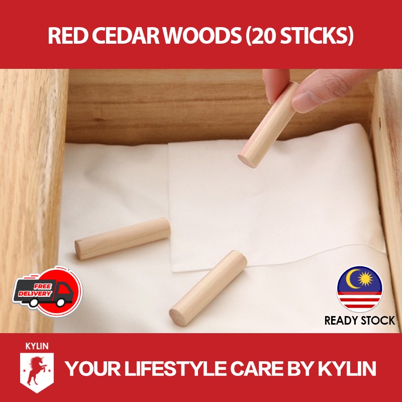 KYLIN Red cedar wood for closet storage, insectproof, moistureproof and mildewproof (20 pcs