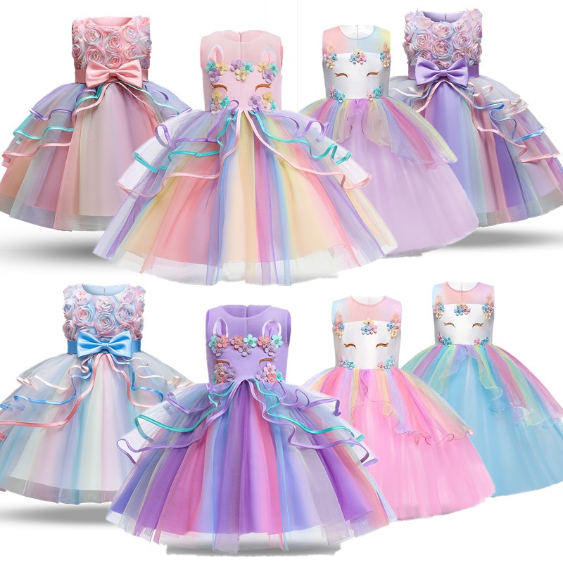 open lace back dress Rainbow Unicorn Princess Dress (1449) 6