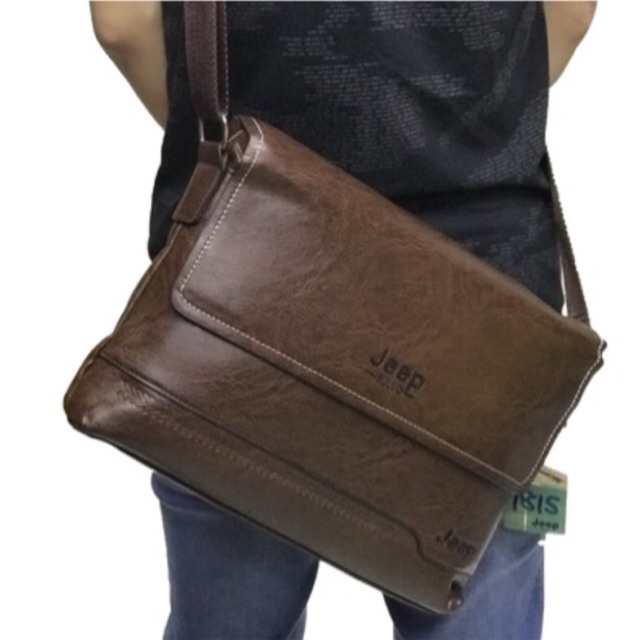 Beg Bahu Kulit Lelaki Murah Jeep Sling Bag Men long Pu leather bag beg