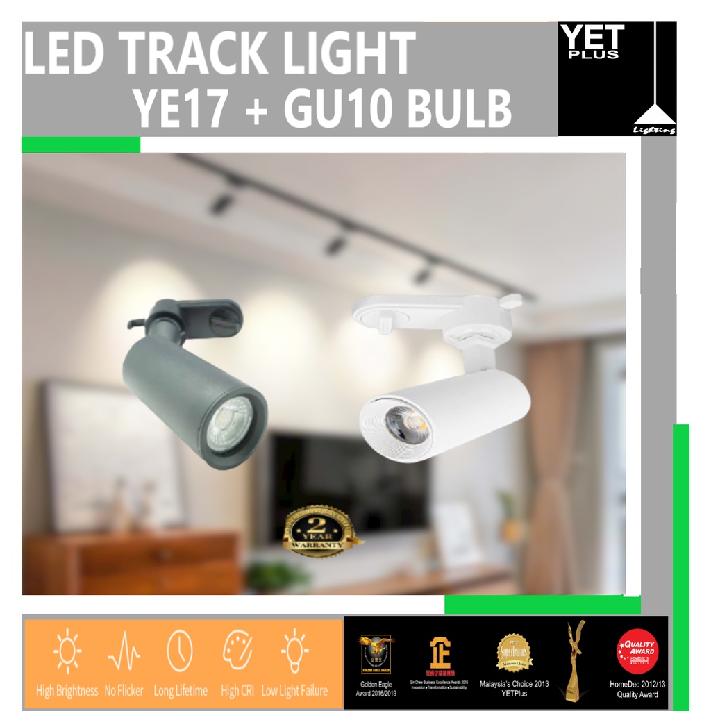 Yetplus Track Light YE17 Fitting Included GU10 Bulb 6500K/4000K/3000K ...