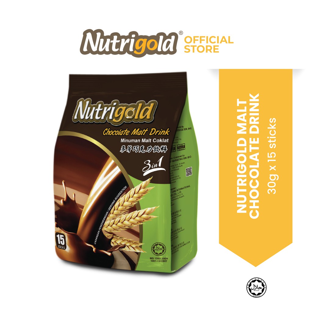 NUTRIGOLD Instant 3 in 1 Chocolate Malt Drink ( 30g x 15 sticks