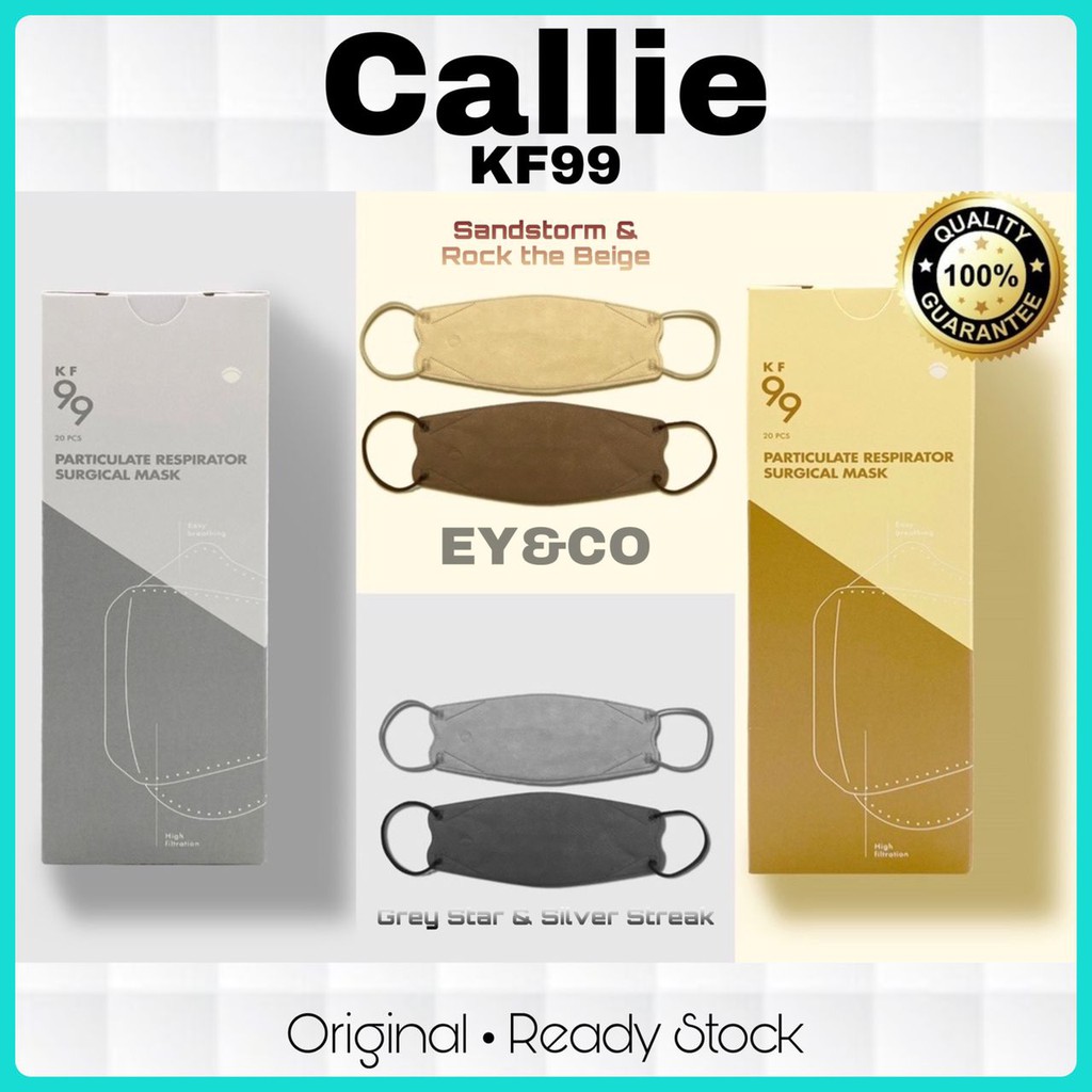 CALLIE KF99 Respiration 20pcs Surgical Mask - Grey Star & Silver Streak ...