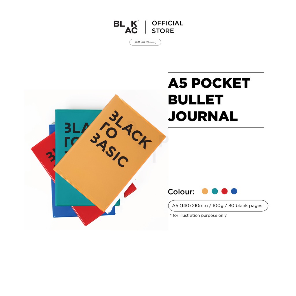 BLKAC A5 Pocket Bullet Journal/Notebook 4 Colours_blackbyacc Shopee