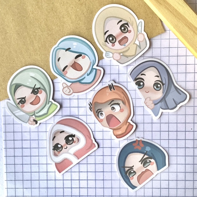 Makcik Bawang Muslimah Stickers | 7 pcs | Journal Decoration by Aresa ...