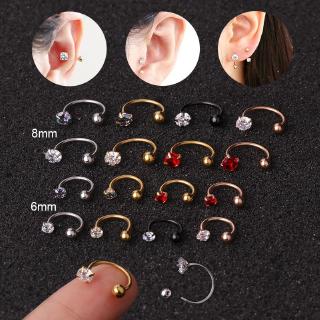 2pcs/pair Men's Brass Stud Earrings Set White & Multiple Colors Stone Cartilage Earrings Hypoallergenic Flat Back Earrings Pierced Jewelry, Jewels