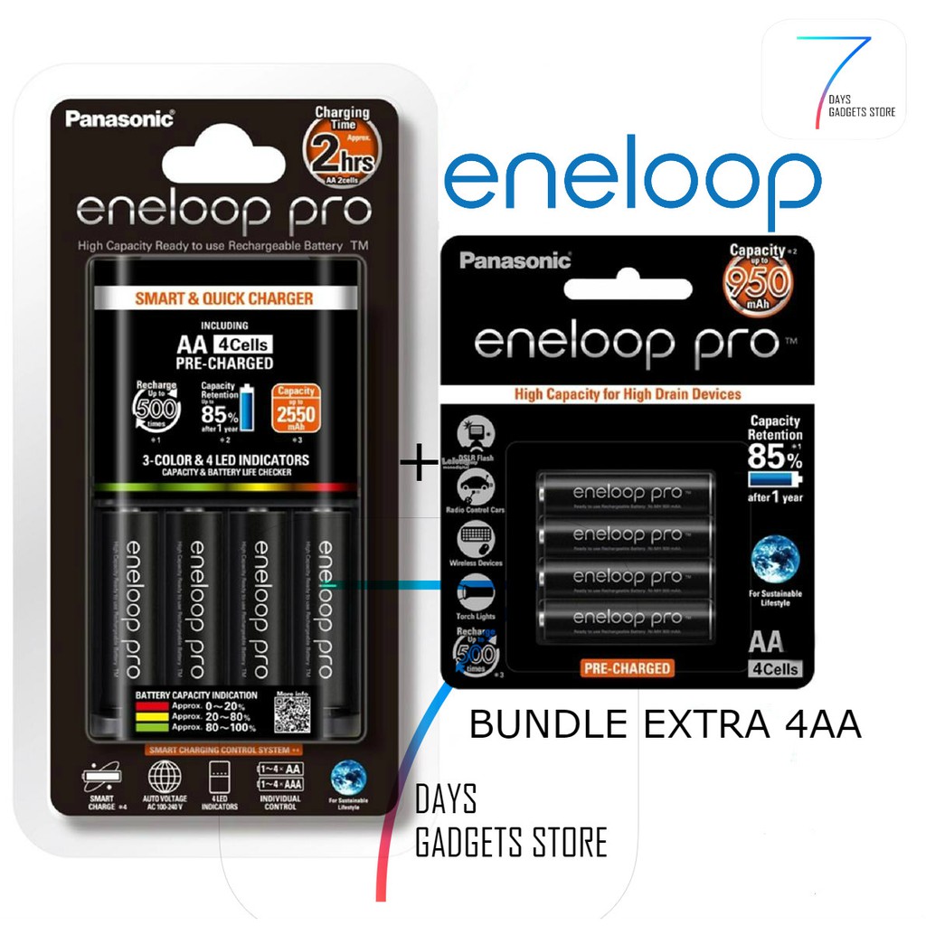 Panasonic Eneloop Pro Rechargeable Aa Ni Mh Batteries With Charger