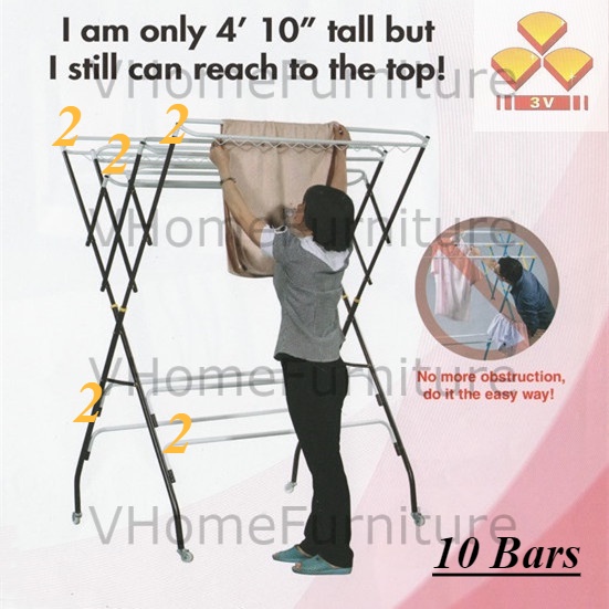 HOT SELLING 3V 6 top bars 4 bottom bars CLOTHES HANGER DRYING RACK HANGER CLOTH AMPAIAN BAJU SIDAI