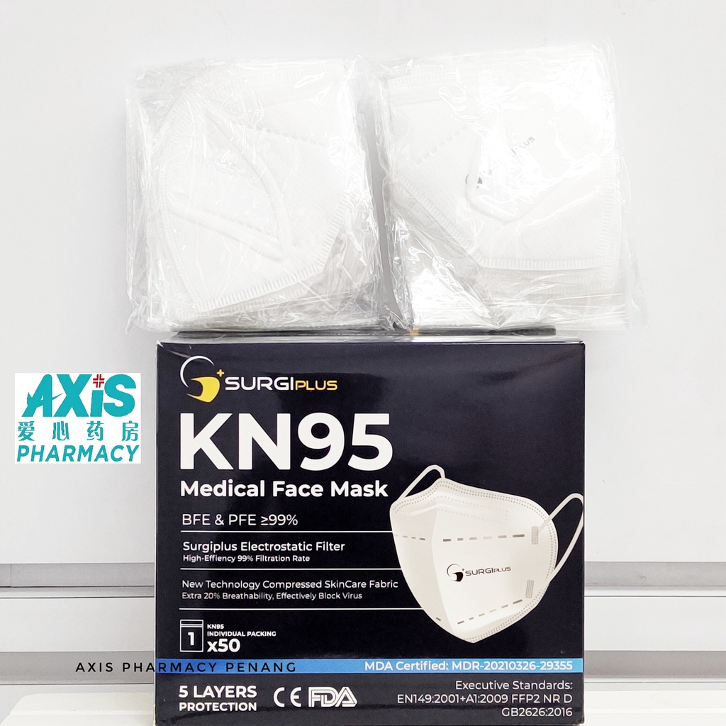 SURGIPLUS KN95 MEDICAL FACE MASK 5 LAYER INDIVIDUAL PACKING [BLACK / WHITE] Shopee Malaysia