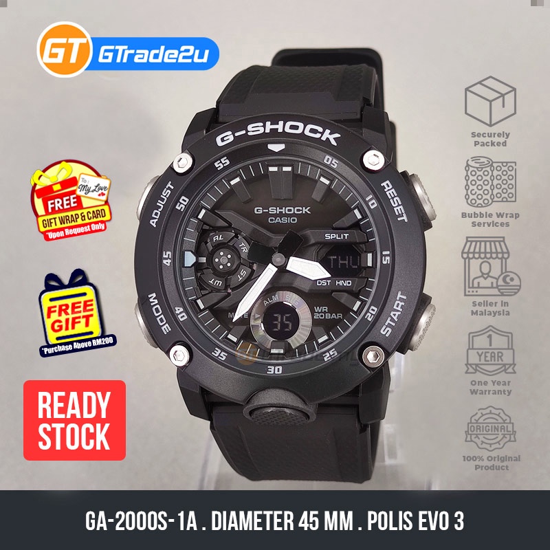 Original G Shock Men GA 2000S 1A GA2000S 1A Analog Digital Polis