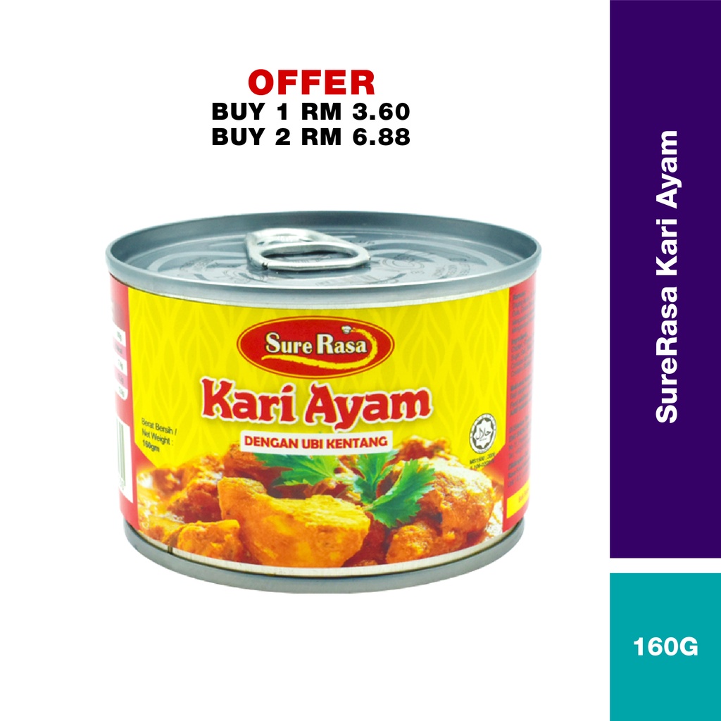 Sure Rasa Chicken Curry Canned 160g BUY 1/ BUY 2 (Kari Ayam Tin