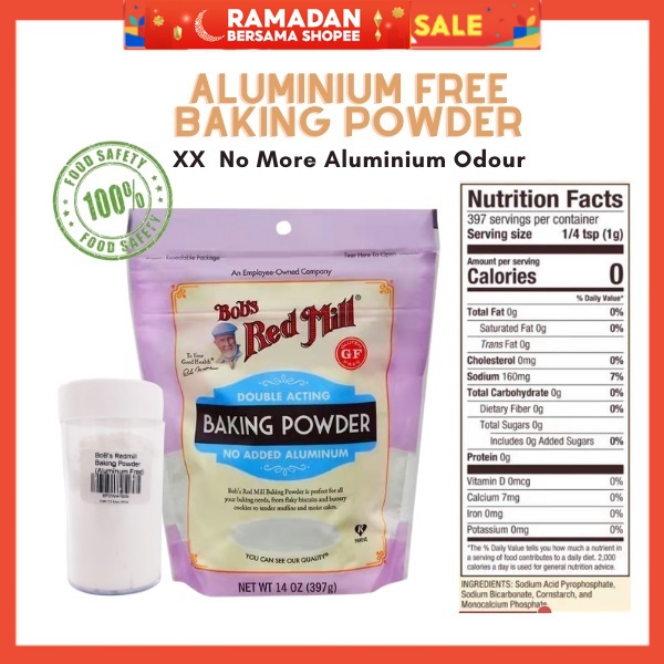 Baking Powder Aluminium free Double acting action 50g Repacked Bob's