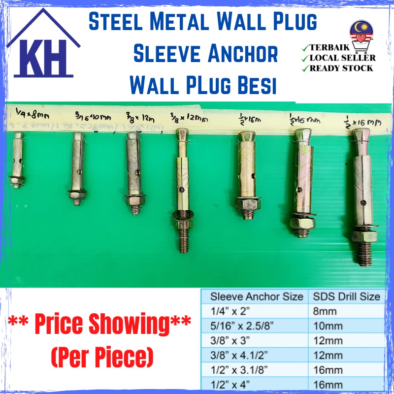 [ 5/8"X5" & 3/4"X6" ] Sleeve Anchor / Steel Metal Wall Plug BIG SIZE Screw WallPlug [ PRICE PER