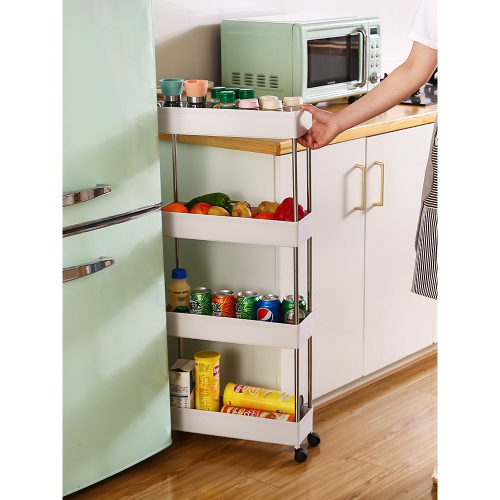 Slide Out Slim Trolley Rack 4 Tier Narrow Space Shelving Rolling Pantry   C53c4ac94a34bc9eef2088b9dbf1f1ed