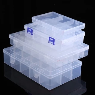 Transparent Plastic Storage Jewelry Box Compartment Adjustable Container  For Beads Earring Box For Jewelry Rectangle Box Case