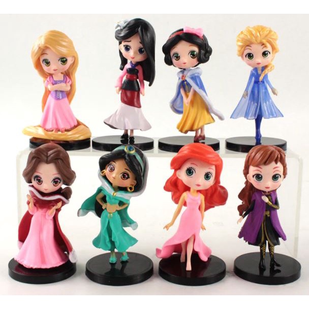 Disney Princess 9-10cm Figures Snow White Belle Mulan Ariel Mermaid ...