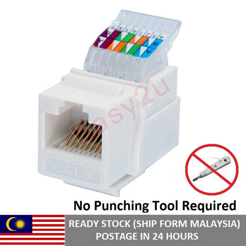 CAT5e/CAT6 RJ45 Keystone Jack Module ToolLess No Punch Down Tool
