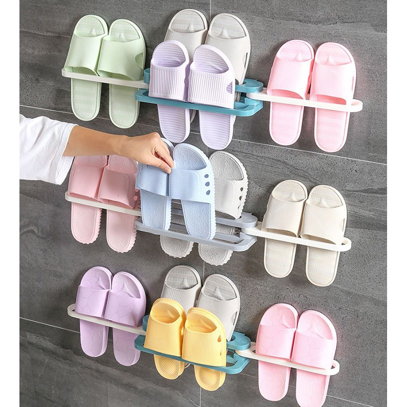 Toilet restroom shoe rack bathroom foldable slippers wall hanging type ...