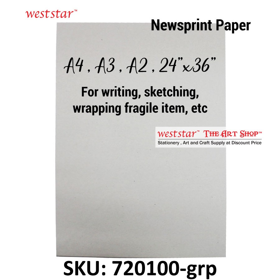Newsprint paper (Part 1 of 2) A4 to A3 [Weststar The Art Shop] Shopee