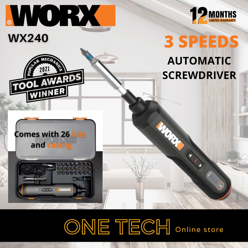 Worx WX240 4V mini smart cordless electric screwdriver pen with 12 bits