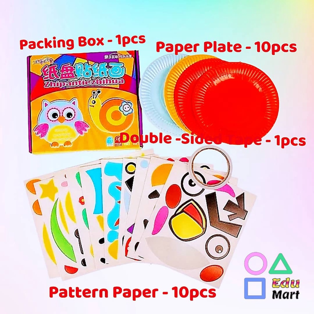 DIY Handmade Animal Cartoon Drawing Paper Plate Art Kit (Kit Seni Plat
