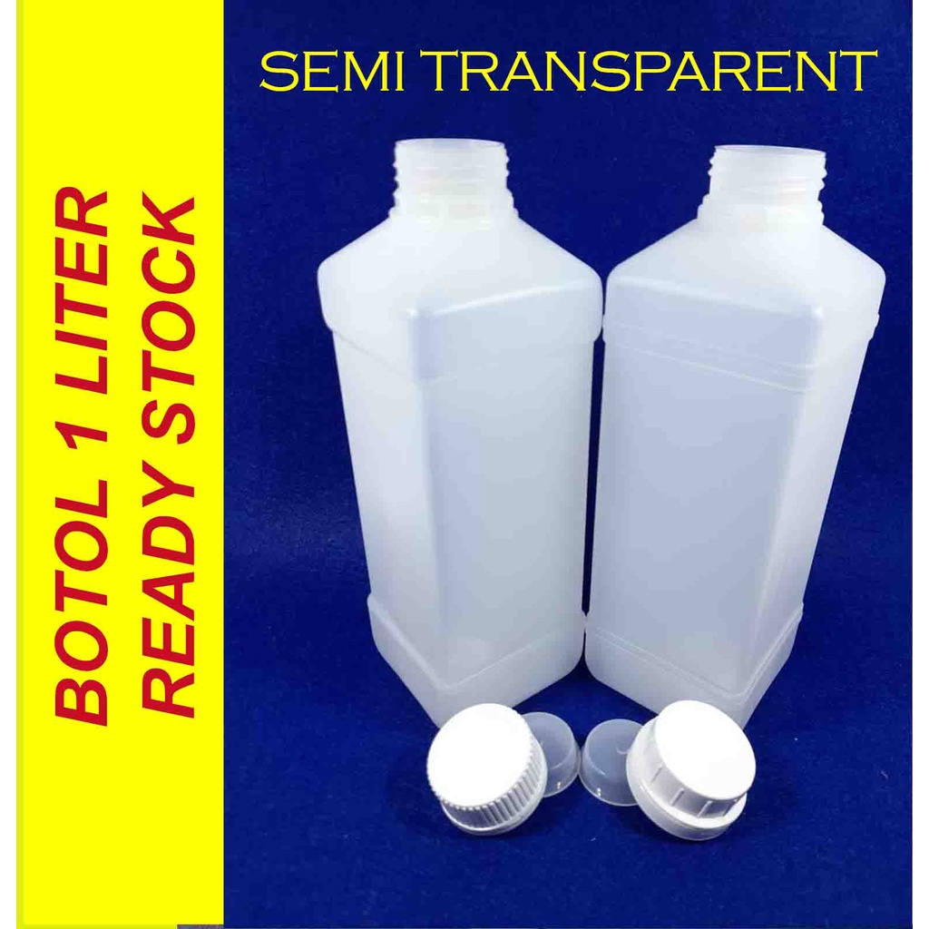 empty bottle semi transparent (1 liter) hdpe / botol kosong (1liter ...