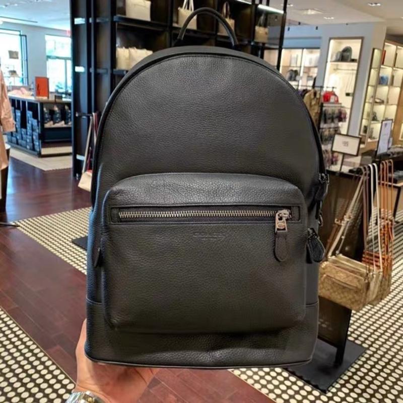 ** 2854 New Men's Leather Commuter Simple Backpack full black Shopee