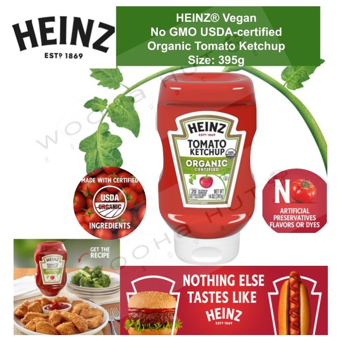 HEINZ® Vegan No GMO USDAcertified Organic Tomato Ketchup 395gm