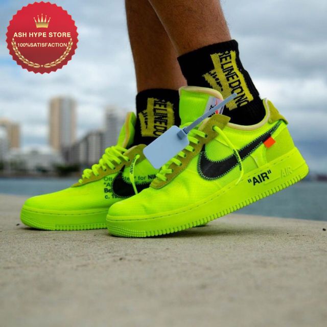 Nike Air Force 1 low X Off white volt Shopee Malaysia