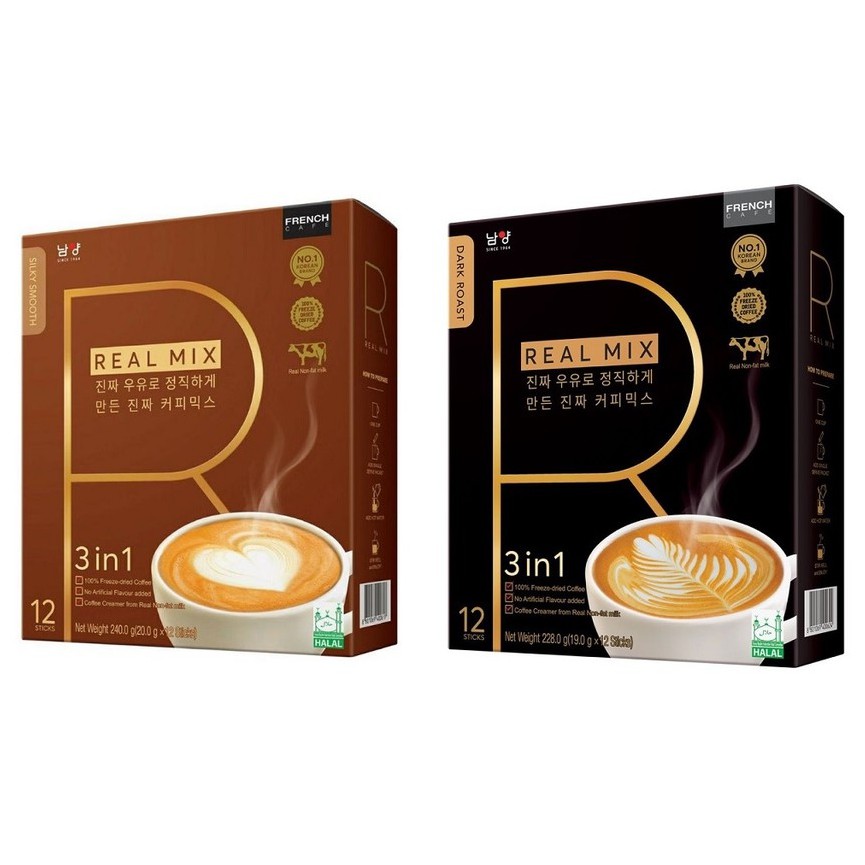 (DIRECT FROM KOREA) French Cafe Real Mix Coffee Silky Smooth Dark Roast Coffee 3in1 Instant