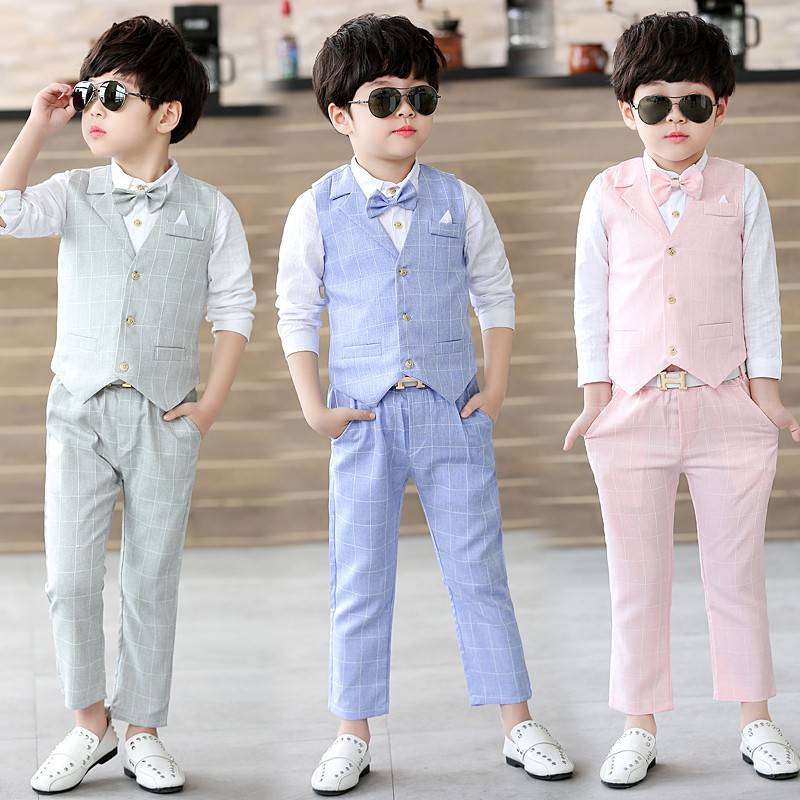 4PCs Kids Boy Gentleman Suit Formal Wedding Birthday Party Tuxedo Shirt ...