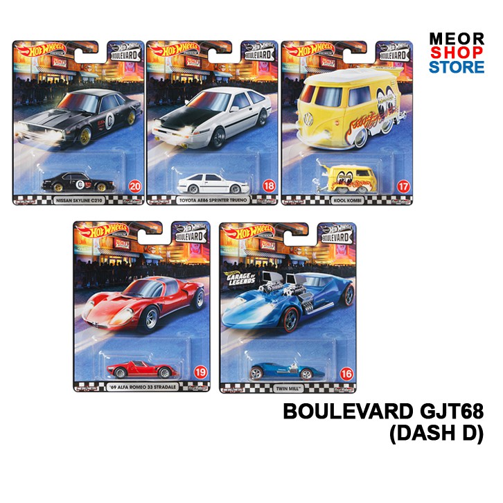 Hot Wheels Premium Boulevard 2020 GJT68 Dash D [Kool Kombi, Toyota AE86  Sprinter Trueno and more]