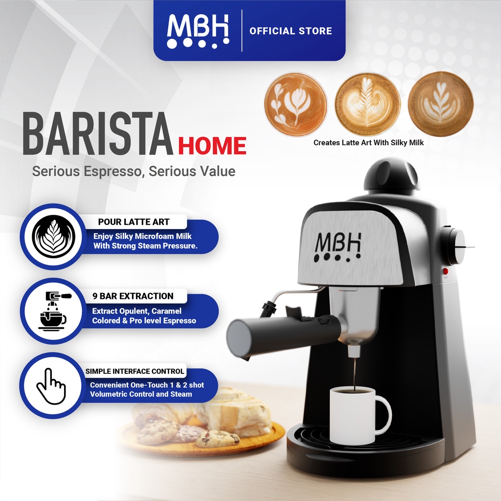 MBH Barista SemiAutomatic Coffee Machine Italian Coffee Maker Milk