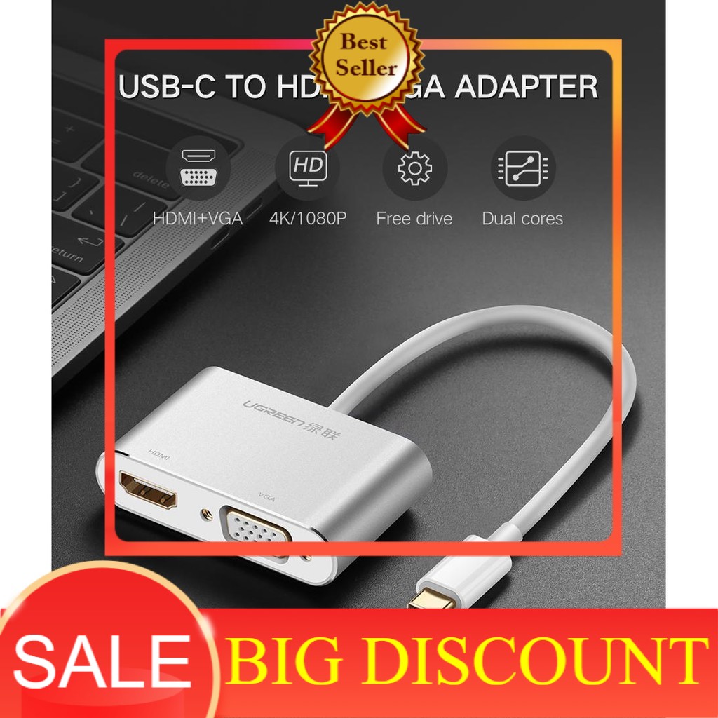 Adaptateur USB-C Vers HDMI + VGA Double Écran 4K/1080P - Plug & Play Pour MacBook, PC, Switch, TV - 2