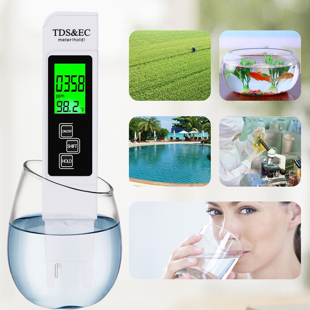 3in1 Digital Backlight Water Quality Test Pen TDS EC Meter Purity PPM