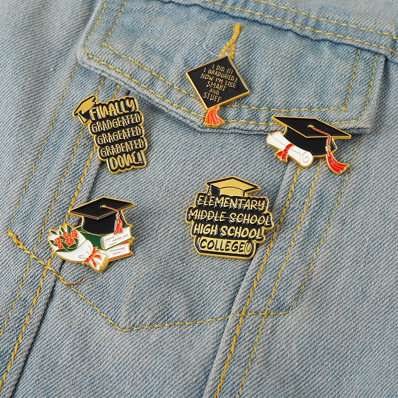 Graduation Season Enamel Pins Bachelor Cap Hat Brooches Lapel Badges ...