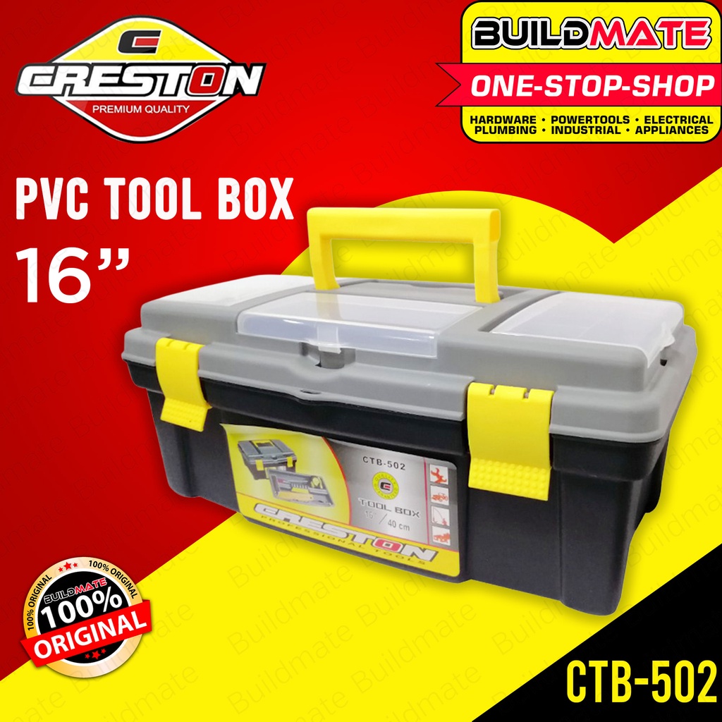 BUILDMATE Creston PVC Tool Box 16" Inch Organizer Toolbox Plastic