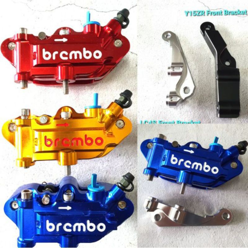 Y15ZR BREMBO 4POT CALIPER+FRONT BRACKET SET(SILVER/BLACK/ORANGE/RED