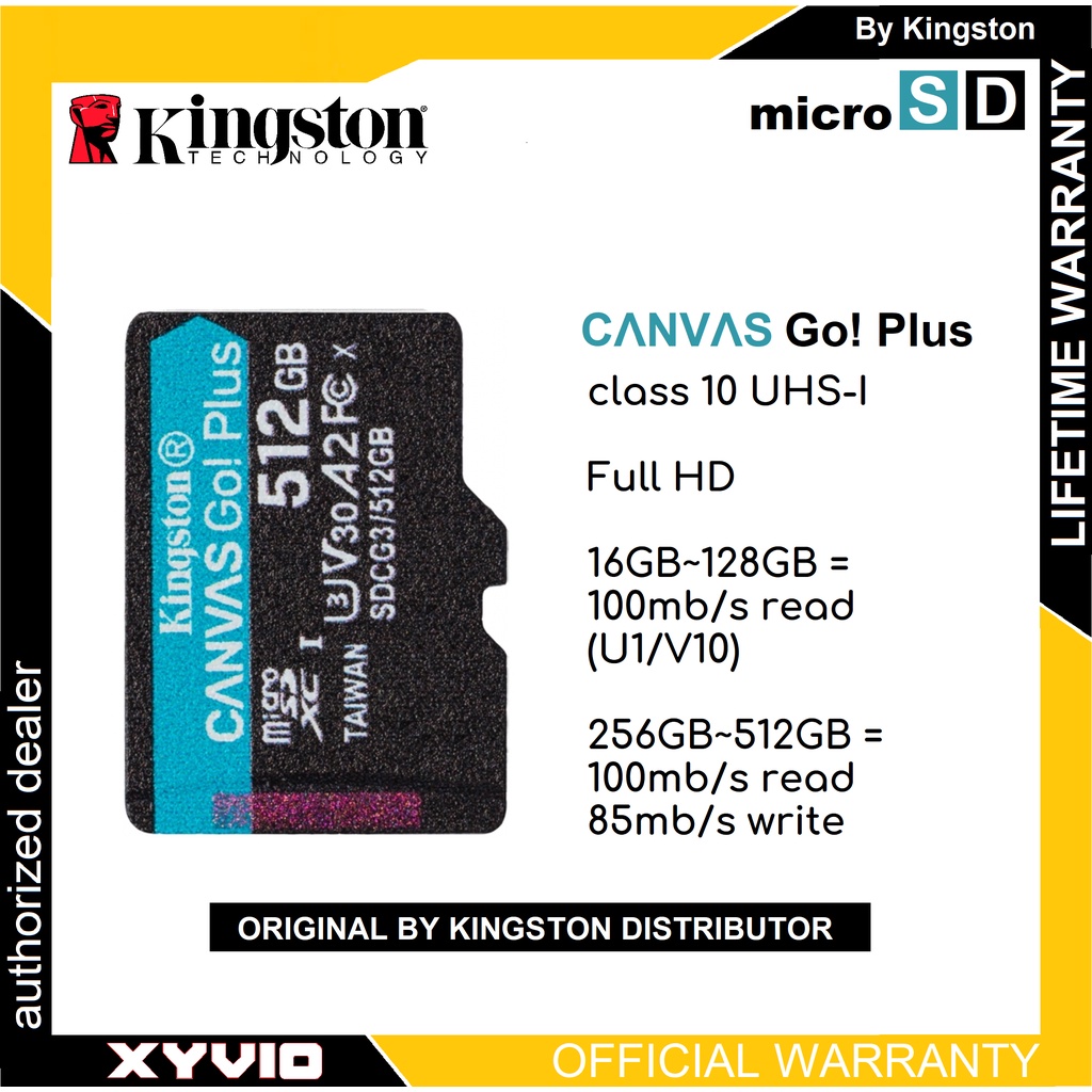 Kingston micro sd card, TF card, Canvas Go! Plus 64GB 128GB 256GB SDCG3 Memory card