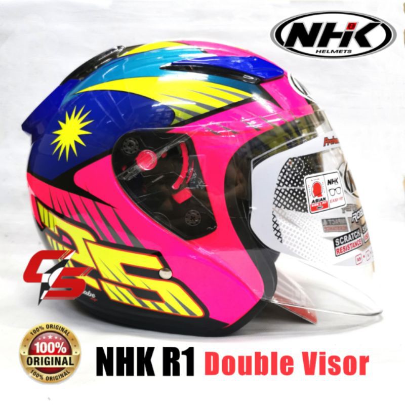 NHK HELMET R1 V2 AZLAN SHAH PINK FLUO Got Bag Special edition
