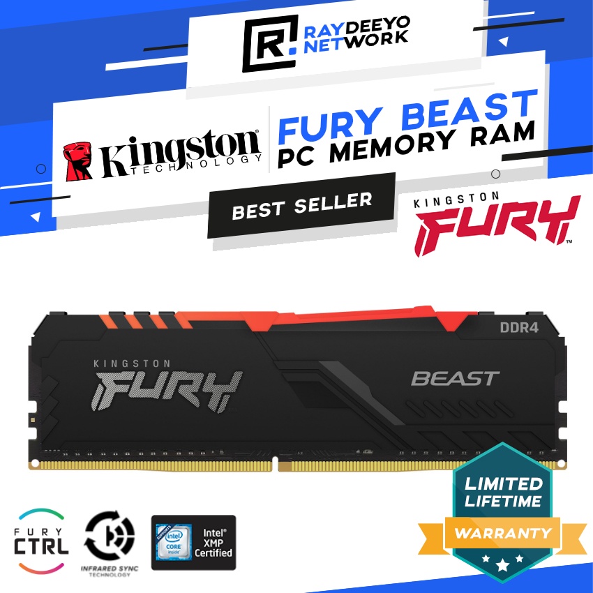 Kingston FURY Beast DDR4 RGB DIMM Gaming Memory RAM [4GB/8GB/16GB/32GB ...