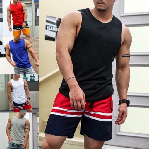 Men Singlets Adult Plain Color Baju Lelaki Quick Dry Microfiber ...