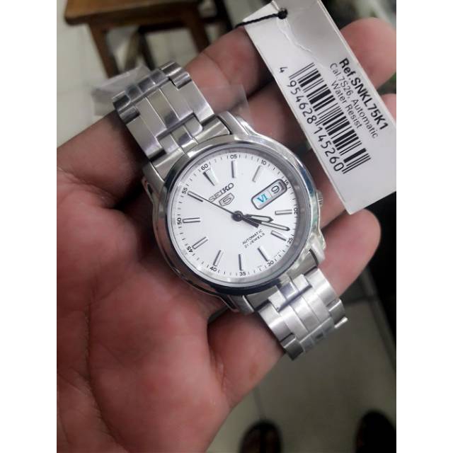 Seiko 5 SNKL75K1 Automatic See thru Back White Dial Stainless Steel Bracelet Gents Watch ONE Year SEIKO Warranty Shopee Malaysia