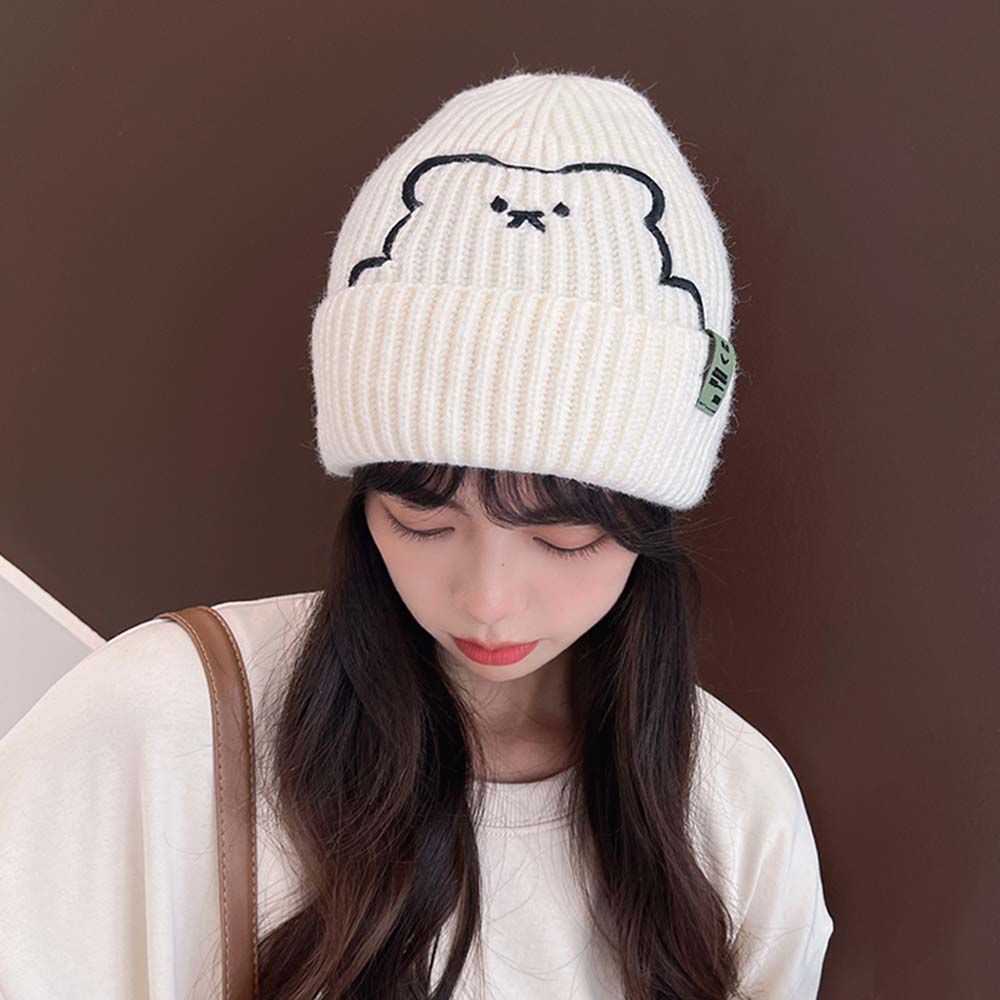 Korean New Hat Autumn Winter Fashion Warm Knit Cap British Style Smiley  Head Casual Knitted Cap For Women Outdoors Headwear, 🧢 Cap Shop Store