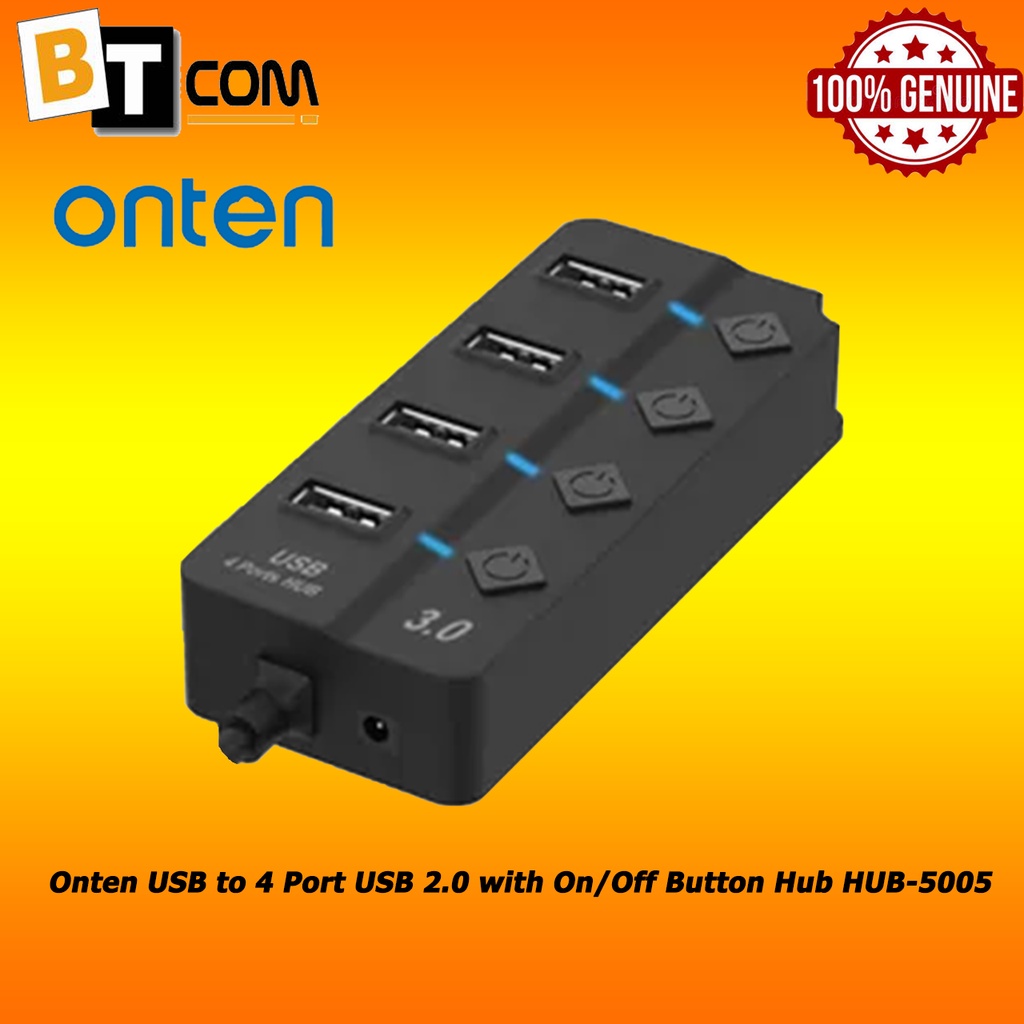 Onten USB to 4 Port USB 2.0 with On/Off Button Hub HUB-5005 | Shopee ...