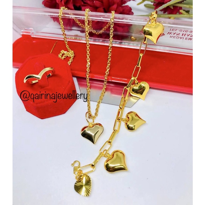 🔥COP916🔥ONE SET RANTAI + LOKET & GELANG TANGAN CANDY LOVE GEMUK SUASA ...