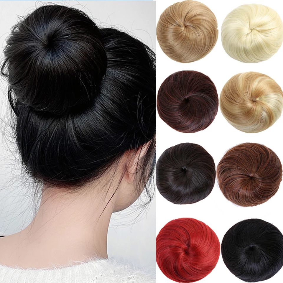 Synthetic Hair Piece Braided Chignon Clip In Hair Fake Bun Extension ...