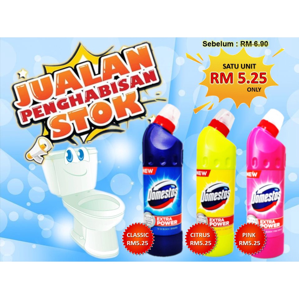 DOMESTOS Toilet & Bathroom Bleach Cleaner Liquid Toilet Bowl Cleaning